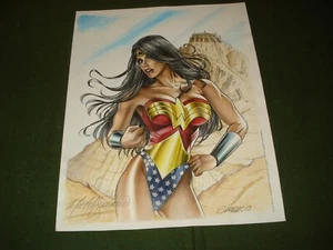 WONDER WOMAN ESTAMPADO COLOREADO POR ARTISTA MARK SPARACIO, IMPRESIONANTE ATRACTIVO VISUAL - Imagen 1 de 7