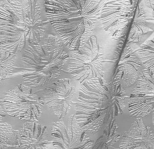 White Silver Metallic Brocade Fabric 58” Width Sold By Yard - Picture 1 of 5