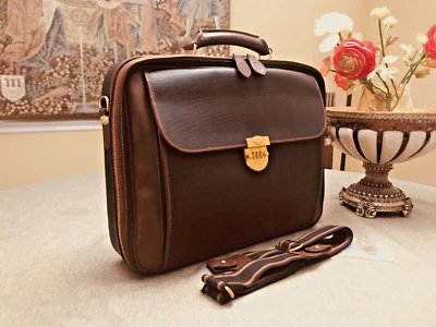 DUNHILL OF LONDON Cuero Grueso/Maletín de Lona Recubierta/Bolso Mensajero Foto 1 de 4