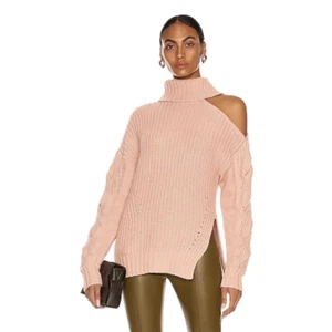 JONATHAN SIMKHAI Aubrey Travelling Cable Knit Sweater Desert Rose Pastel XL NWT - Picture 1 of 11