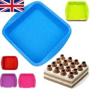 Large Square Silicone Cake Mold Pan Tins Non Stick Loaf Bread Baking Tray Mould - Picture 1 of 11
