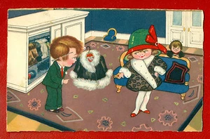 ART DECO CHLLDREN ROMANCE VINTAGE POSTCARD USED 1103 - Picture 1 of 2