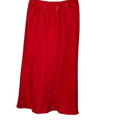 Saia Slip Vintage Y2K Venezia Tamanho 18/20 Vermelha Brilhante Dobrável Longa Querida - Imagem 1 de 4