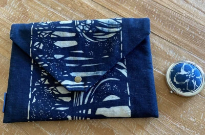 Único Impresionante Casa Teñida Índigo Auténtico Sobre Cartera Bolso sin asas Hecho en Japón Foto 1 de 4