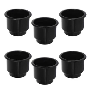 6-Pack Drain Hole Black Cup Holders 3-5/8" for Boat, RV, Car, Truck Insert - Picture 1 of 9