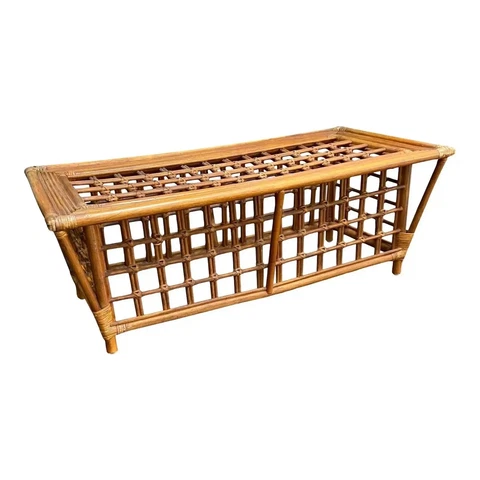 Mid Century Split Reed Bamboo Rattan Coffee Table Base Cover