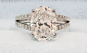 3.50 Carat E VS1 Oval Diamond Engagement Ring IGI Certified Lab Grown 14k White - Picture 1 of 8