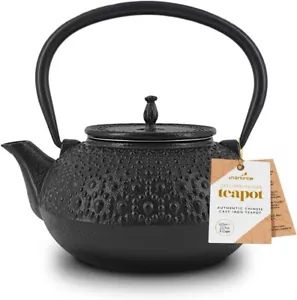 Black Dotty Tetsubin Style Cast Iron Teapot Teakettle 650ml by Charbrew - Picture 1 of 7