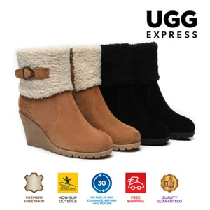 AUSTRALIAN SHEPHERD® UGG Boots Sheepskin Wool Women Wedge Ankle Boots Joanna - Picture 1 of 30