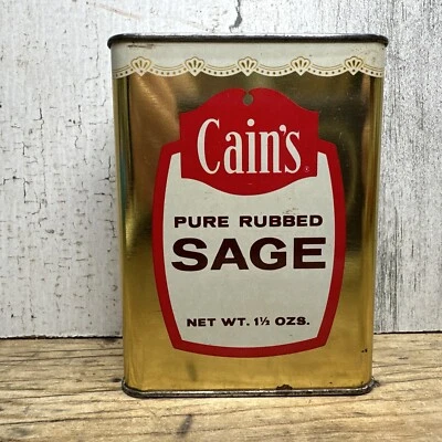 Vintage Cain’s Spice Tin - Sage - Cains Coffee Co Oklahoma Tulsa Advertising - Image 1 of 4