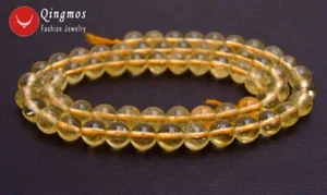 8mm Round Natural Yellow Crystal Loose Beads for Jewelry Making DIY Strand 15'' - Picture 1 of 4