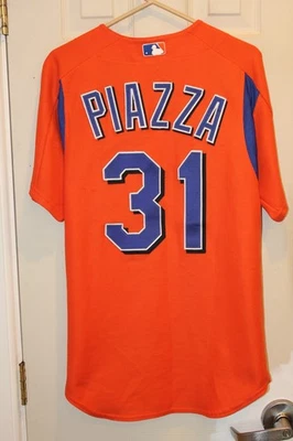 orange New York Mets Mike Piazza (31) stitched button-down Majestic jersey - M - Image 1 of 4