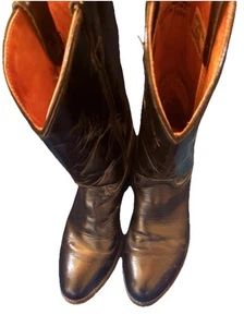 Double H Western Pull Up Black Cowboy Boots 8.5B - Picture 1 of 4