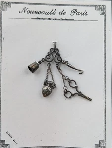 Charm Chatelaine vintage argento sterling 925 - ciondolo ditale vittoriano cucito NUOVO - Foto 1 di 6