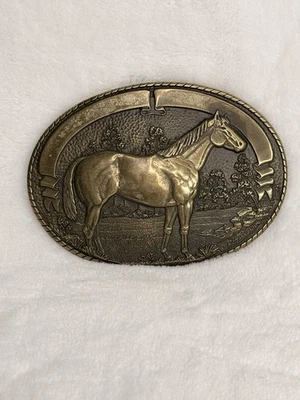 Colección Tony Lama Hebilla de Cinturón de Latón Sólido Cuarto de Caballo Western Rodeo Foto 1 de 4