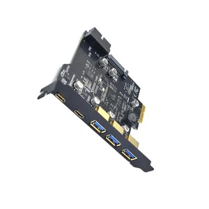 PCI-E USB3.0 2 Type-A Expansion Card 3 Type-C Adapter 19Pin For Windows 7/8/10 v - Afbeelding 1 van 5