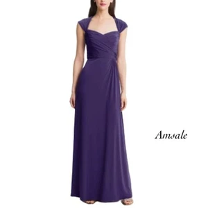 Amsale Purple Back Cutout Full Length Sleeveless Gown NWOT Size 2 - Picture 1 of 8