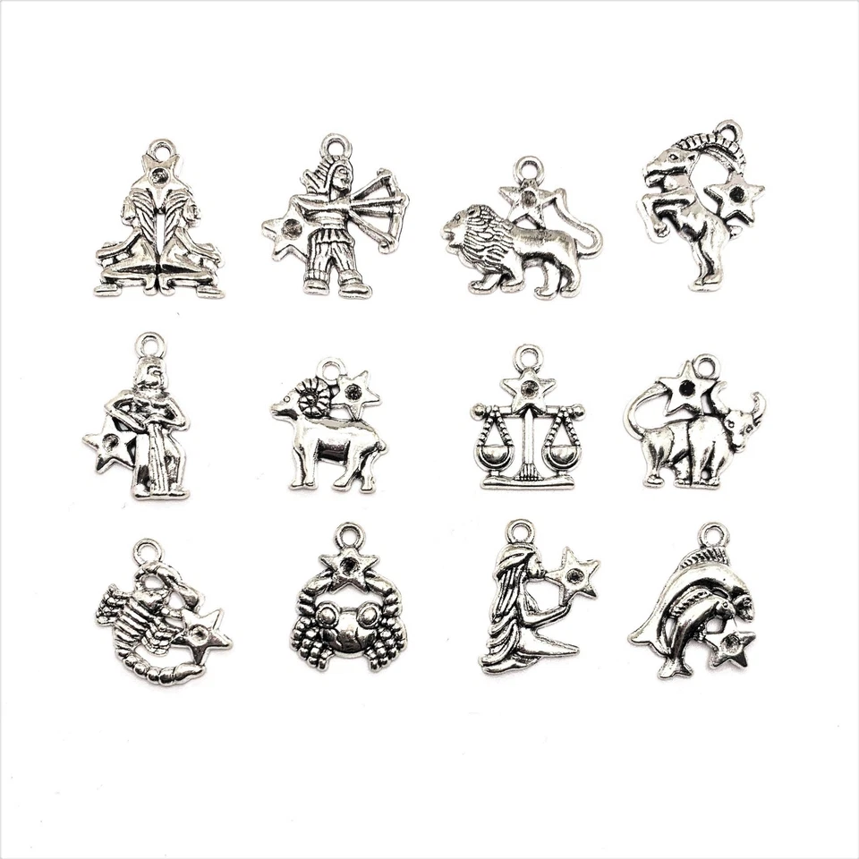Dijes antiguos de plata para signos de astrología de personajes del zodiaco/astrología - Vendedor de EE. UU. Foto 1 de 4