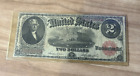 1917 $2 Dollar- Large Size United States Note, Paper Money Red Seal, Pm-1