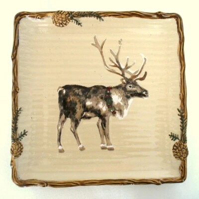 Nuevo~RENO Y CORONA~Valle de Nieve~CUADRADO~8.75"~PLACA EN RELIEVE~St. Nicholas Foto 1 de 4