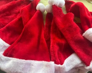 8 Christmas Santa Clause Red Faux Fur Hat Pom Pom Holiday Decor Lot Bundle Hobby - Picture 1 of 4
