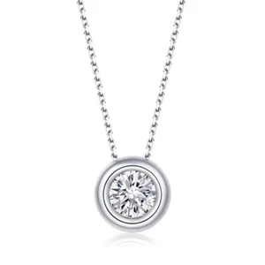 Karat Moissanite Necklace S925 Sterling Silver Pendant - Picture 1 of 7