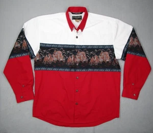 Buffalo Country Shirt Mens Extra Large Red Button Up Stagecoach Rancher Rodeo - Picture 1 of 8