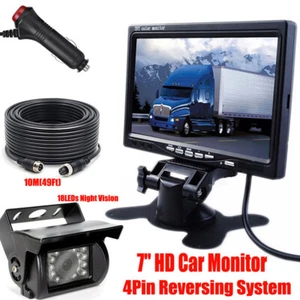4Pin Truck Caravan IR Rear View Reversing Backup CCD Camera 7" Monitor Kit - Picture 1 of 24