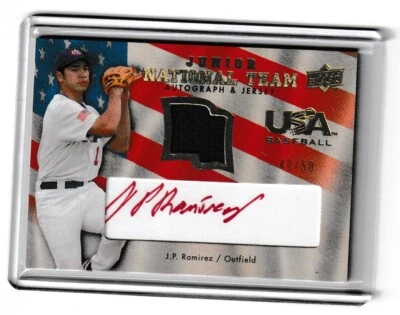 2008 Upper Deck-JP Ramirez USA Junior National Team Red Auto Patch /50 #USJR-JR - Image 1 of 2