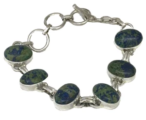 Apatit Glieder Knebelverschluss Armreif Armband in Sterlingsilber - Bild 1 von 11