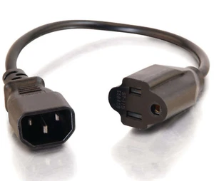 CABLE ADAPTADOR DE CORRIENTE DE MONITOR DE 1 FT 18 AWG (IEC320C14 A NEMA 5-15R) - Imagen 1 de 1