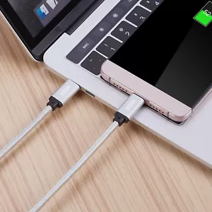 USB C to USB C Cable 3.1 Gen1 Type C Nylon Braided &Fast Charging (Sliver) - Picture 1 of 7