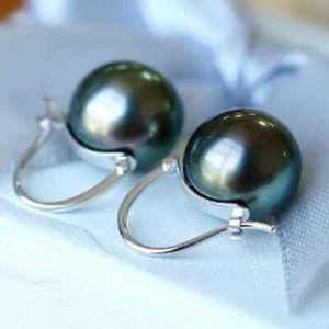 Highlights 16MM Peacock Blue Shell Pearl Earrings 925 Silver Custom Teens - Picture 1 of 6