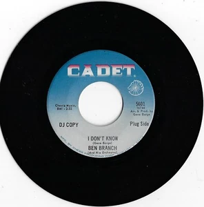 BEN BRANCH no sé / superior y superior U.S. Cadet 45 rpm 5601_1966 soul jazz - Imagen 1 de 1