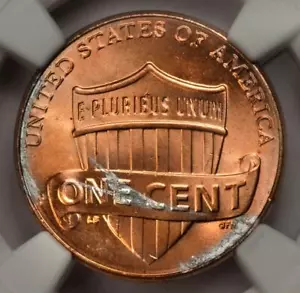 2015 D NGC MS66RD Struck On Defective Copper Plating Shield Cent Mint Error Rare - Picture 1 of 4
