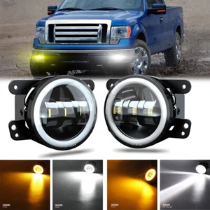 Pair 4" Bumper LED Halo Fog Lights For 2009 2010 2011 2012 2013 2014 Ford F150 - Picture 1 of 13