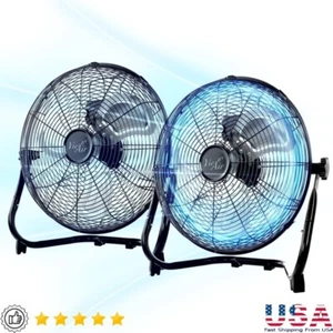 20 Inch Twin Pack Industrial High Velocity Metal Floor Fan 3 Speed Cooling Fan - Picture 1 of 8