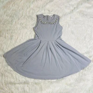 Total Girl Dress Peter Pan Rhinestone Collar Sleeveless Knit Tshirt Swing Comfy - Picture 1 of 8