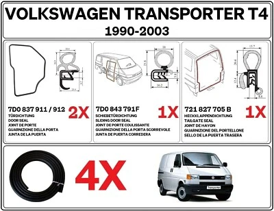 Dichtungssatz für VW Transporter T4 Kasten (2x Türen + Heckklappe + Schiebetür) - Bild 1 von 4