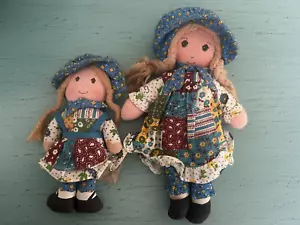 Vintage Holly Hobbie Small Rag Doll Pair Knickerbocker Blue Bonnet CUTE - Picture 1 of 3