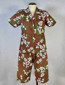 Vintage 1960's-70's 2-pc. Shirt & Shorts ALOHA Hawaiian print cotton-blend set - Picture 1 of 17