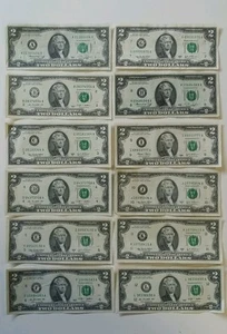 12 billetes de $2 billetes de dos dólares "A-L" TODOS LOS 12 distritos conjunto completo BUEN estado W01 - Imagen 1 de 6