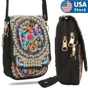 Bolso de Mensajero Estilo Boho Étnico Bordado Vintage Mujeres Pequeño Cartera de Playa - Imagen 1 de 12