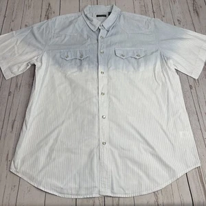 Vintage Structure Short Sleeve Pearl Snap Striped Western Shirt Mens Large Ombre - Picture 1 of 8