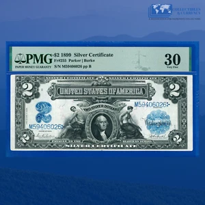 Fr.255 1899 $2 Two Dollars Silver Certificate MINI PORTHOLE, PMG 30 #06026 - Picture 1 of 3