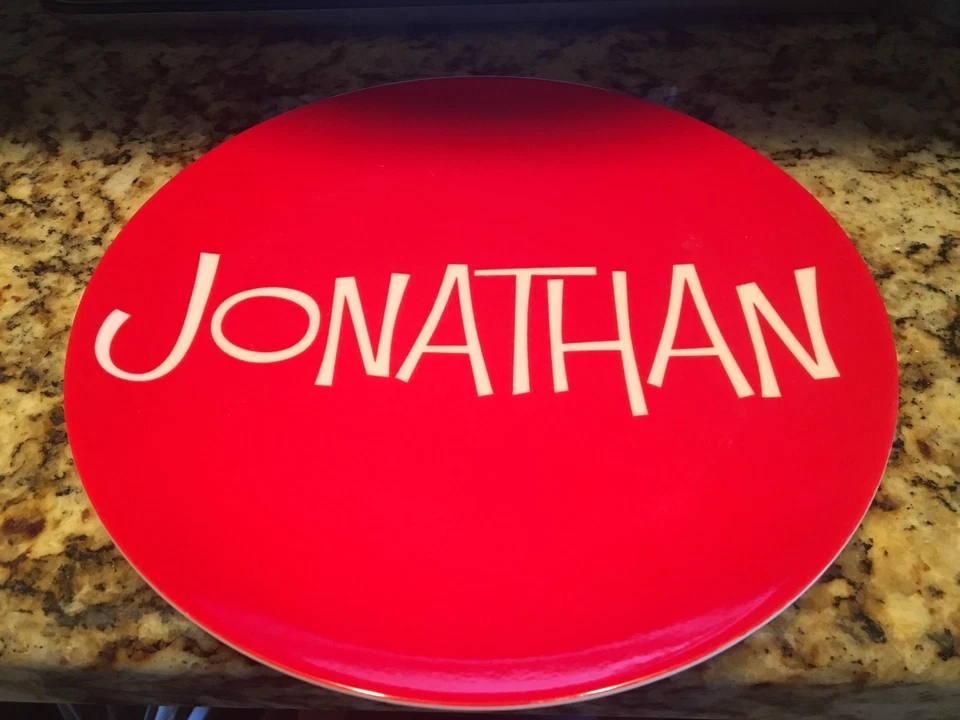 New Personalized Boy's Red Melamine Plate Jonathan  - Image 1 of 1