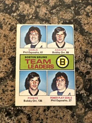 1975-76 O-Pee-Chee #314 Boston Bruins Team Leaders Orr & Esposito EX/EX+ - Image 1 of 4