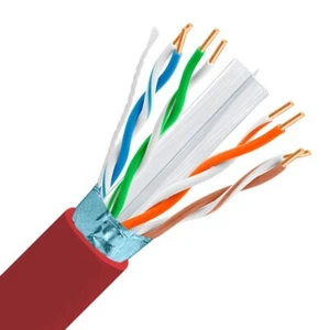 CAT6E Shielded Plenum CMP 600MHz Ethernet Cable 23 AWG Pure Copper Red 1000FT - Picture 1 of 1