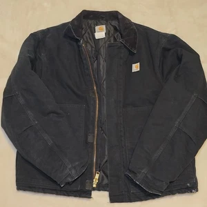 Vintage Carhartt Detroit Jacket J01 Made USA Blk Duck Quilted Lined Men’s Large - Picture 1 of 24