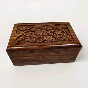 Rosewood Keepsake Box/Urn Raised Relief Handcarved Tree of Life Design Pets - Picture 1 of 11